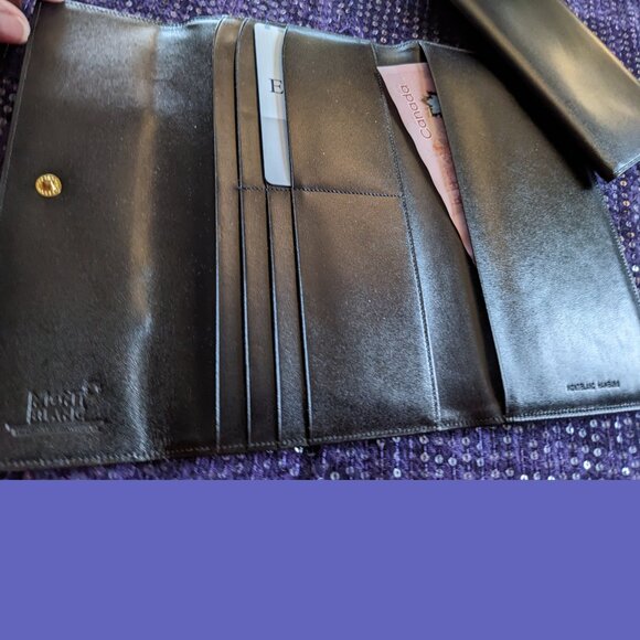 2-Piece Montblanc Unisex Long Wallet/Clutch: 4 Bill Slots, 6CC, Coin Case - Picture 4 of 16